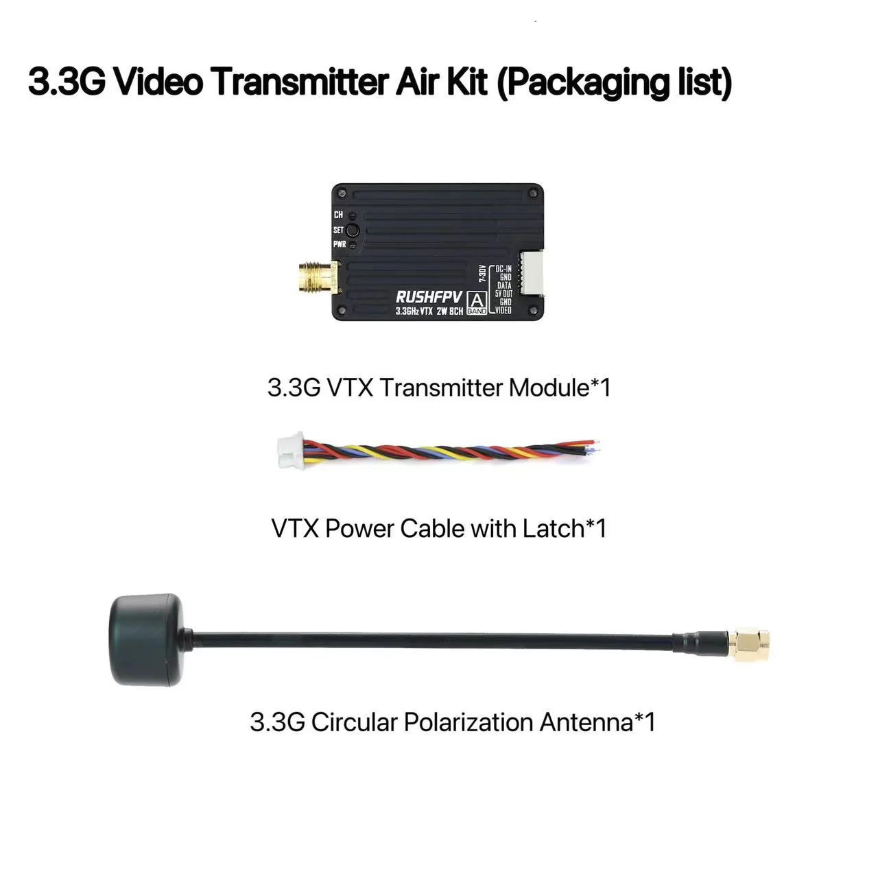 RUSHFPV 3.3G 2W VTX Transmitte - Drone With Rc Remote ulasan dan harga