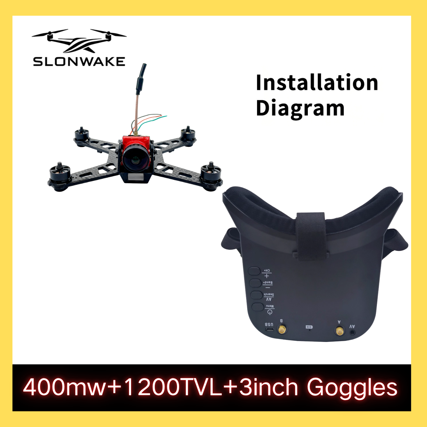 SLONWAKE 5.8G 48CH FPV 400mw V - Drone With Rc Remote ulasan dan harga