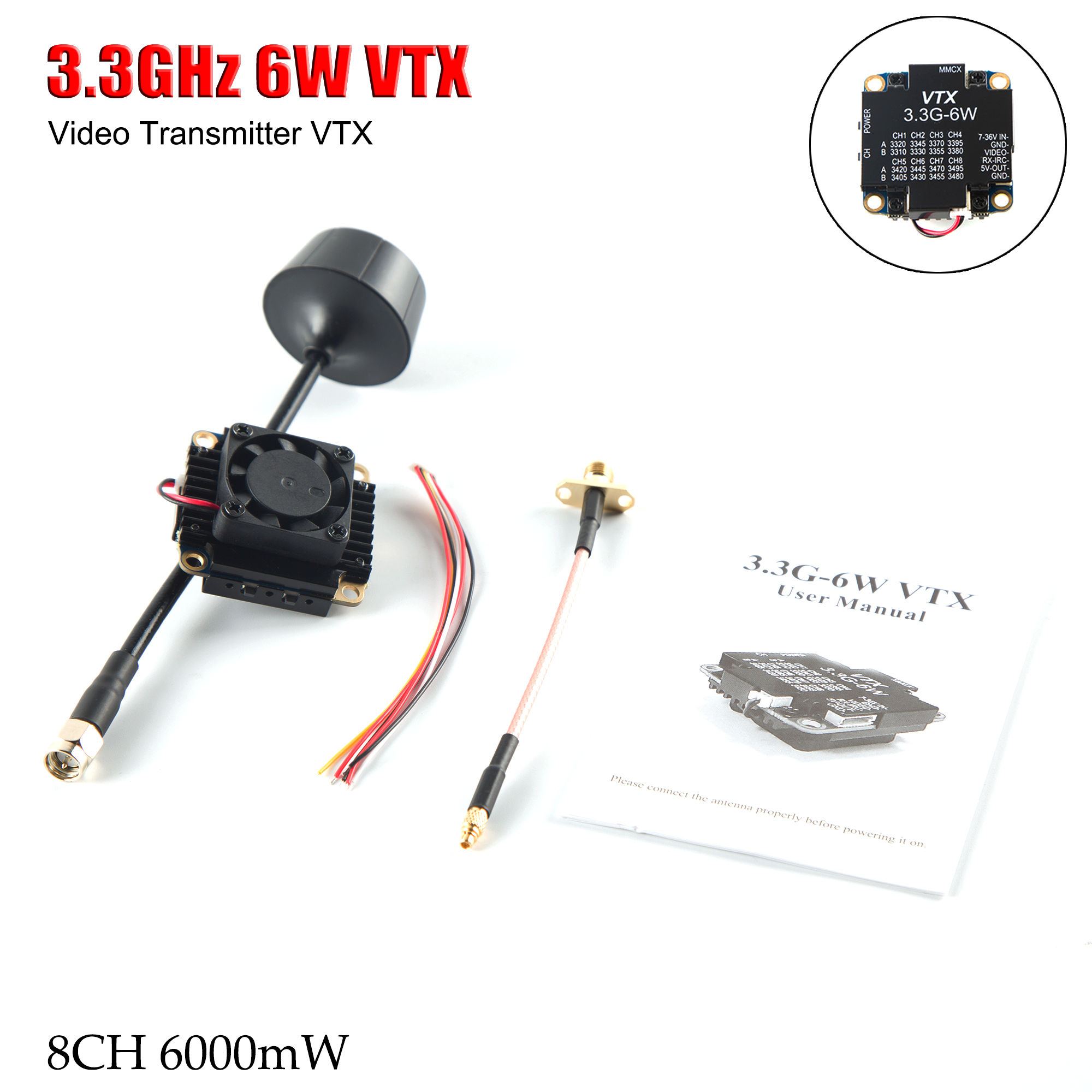 FPV Video Transmitter 3.3G 6W  - Drone With Rc Remote ulasan dan harga
