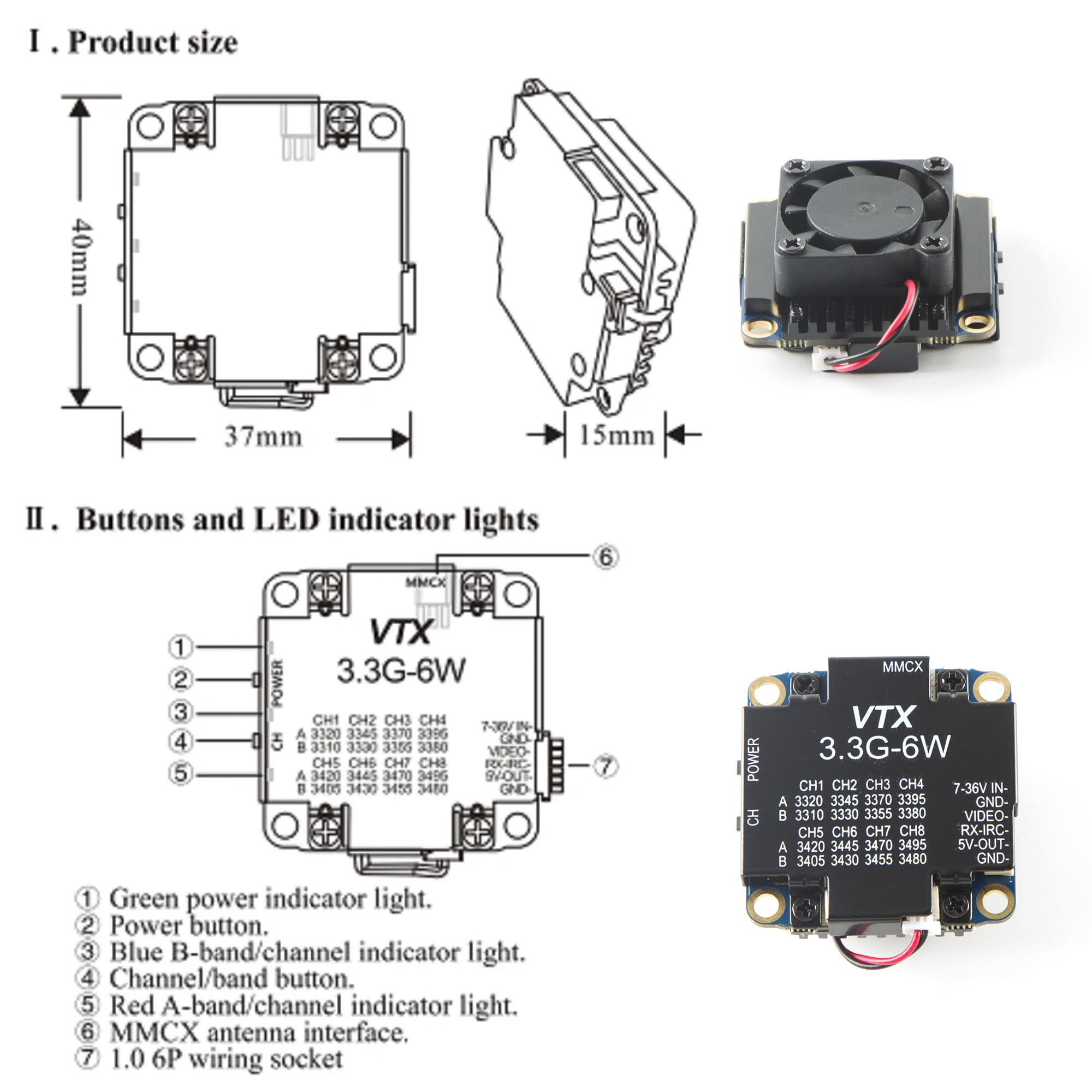 FPV Video Transmitter 3.3G 6W  - Drone With Rc Remote ulasan dan harga